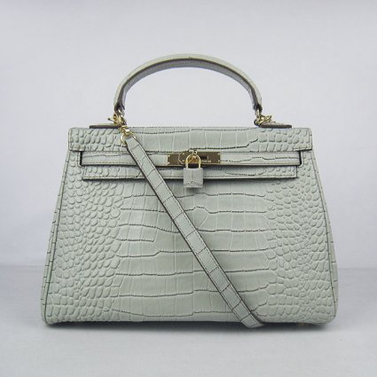 Hermes Kelly 32Cm Handbag Medium Crocodile Stripe Handbags Silve